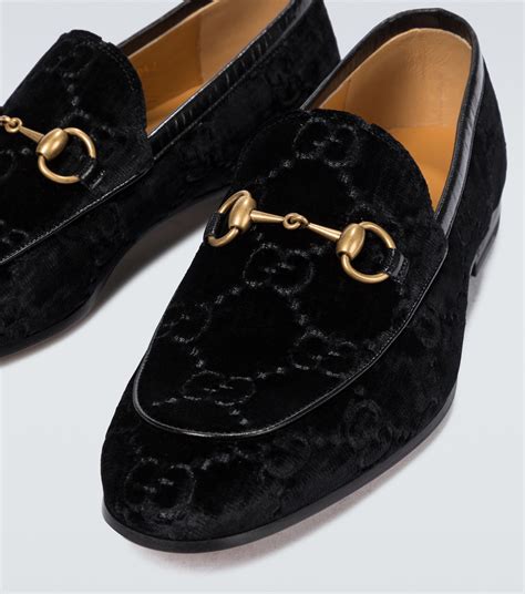 gucci black velvet loafers women's